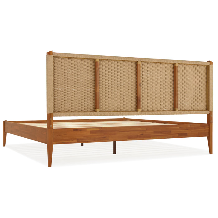 George Oliver Selina Solid Wood Platform Bed with Headboard, Bohemian ...